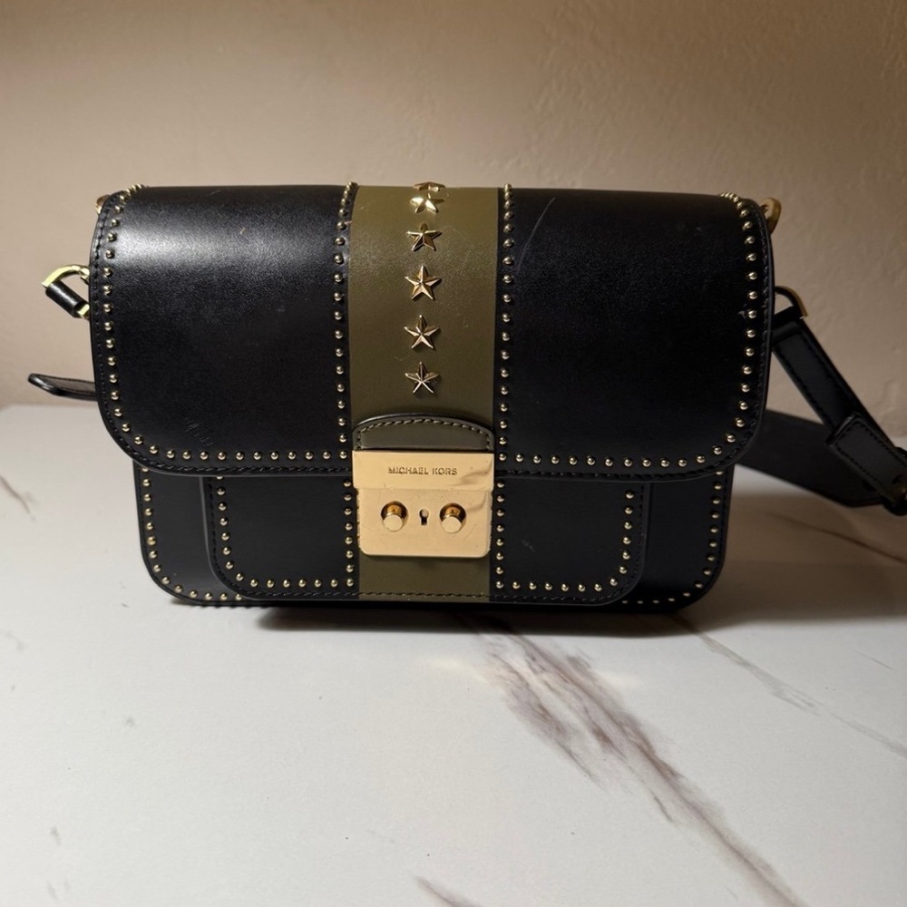 Michael Kors Sloan Editor Studded Leather Shoulder Bag